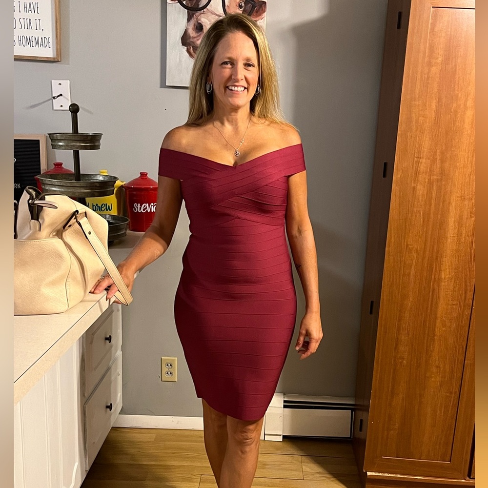 Elegant Off-Shoulder Burgundy Dress